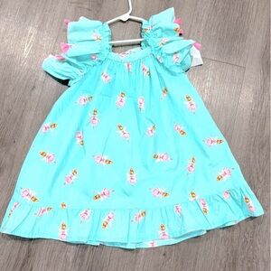 Aqua Dress with Pink Ballerina Design